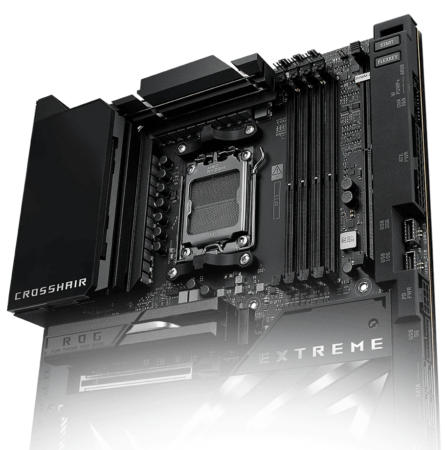 ROG motherboard with content within its LCD