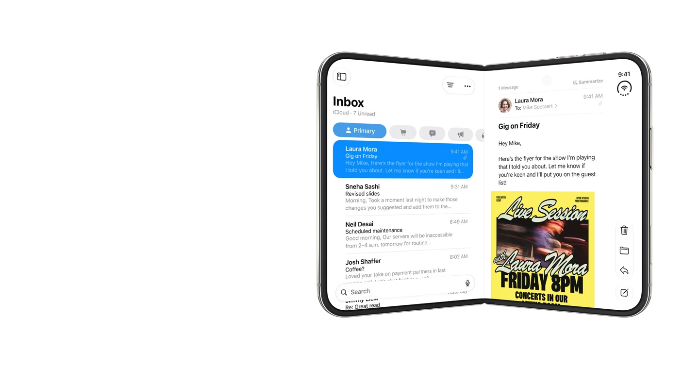 Pantalla interior del iPhone Duo en multitarea