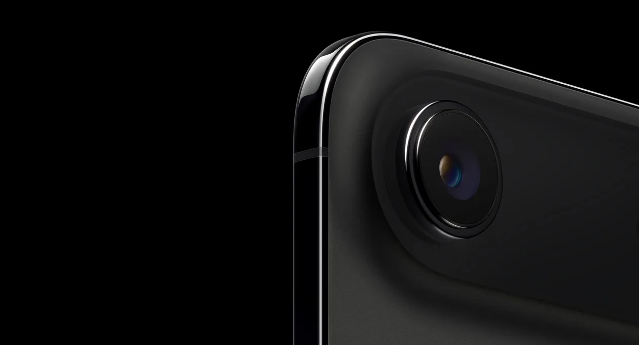 iPhone Air rear camera detail in Space Black