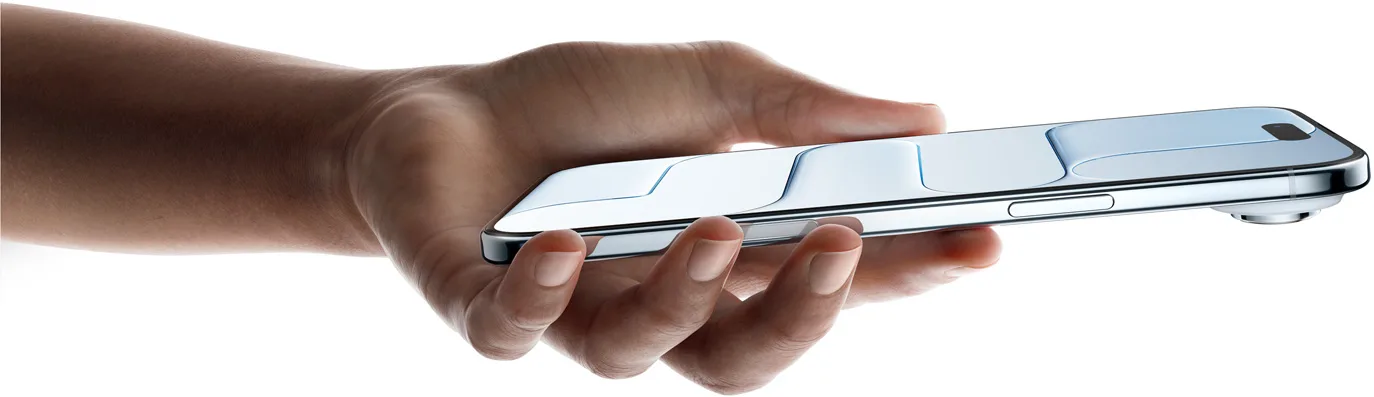 iPhone Air in hand, seen in profile